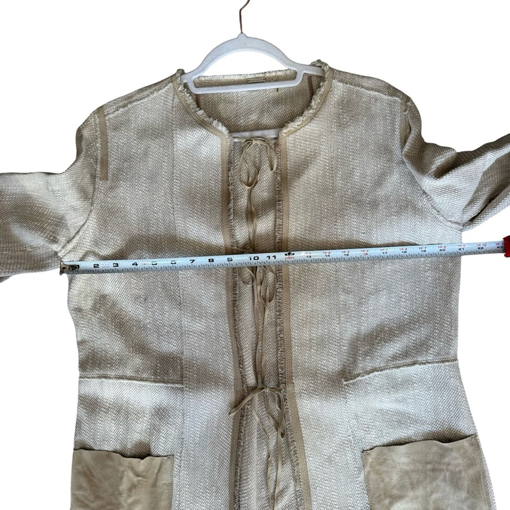Elie Tahari Cream Textured Suede Knit Jacket Size Minimalist Neutral Luxury - Picture 9 of 16